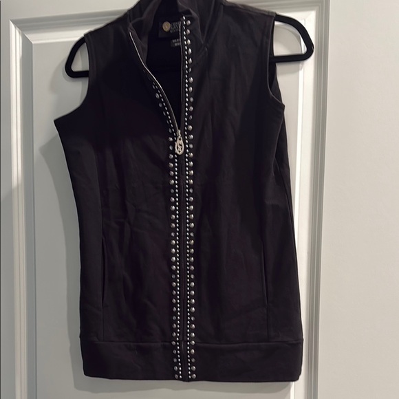 Christine Alexander Sleeveless Vest with Studded Zipper sz s - Picture 1 of 5